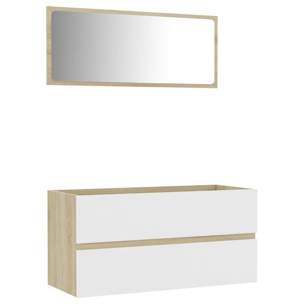 vidaXL 2-osainen kylpyhuonekalustesarja valk./Sonoma-tammi lastulevy