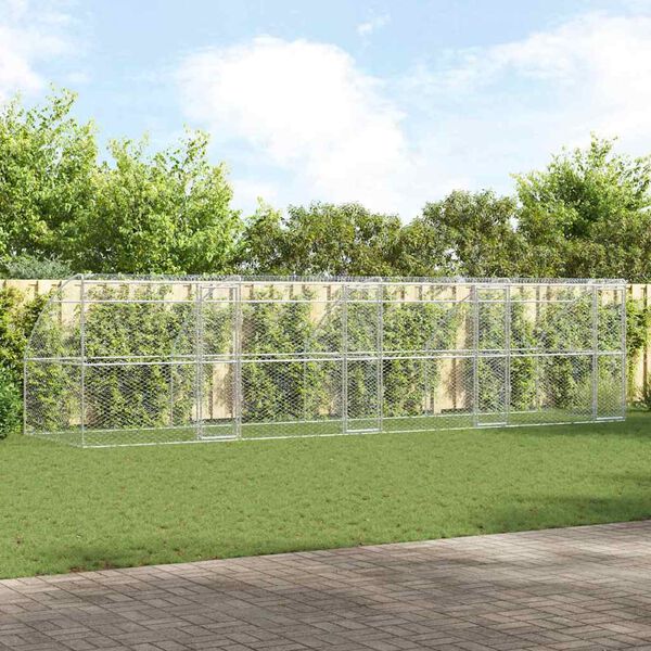 vidaXL Koirankoppi 4 pcs Hopea 8 x 2 x 2 m Galvanoitu ter&auml;s