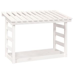 vidaXL Polttopuuteline valkoinen 108x64,5x78 cm t&auml;ysi m&auml;nty