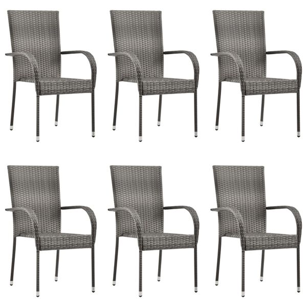 vidaXL 7-osainen ulkoruokailuryhmä polyrottinki harmaa