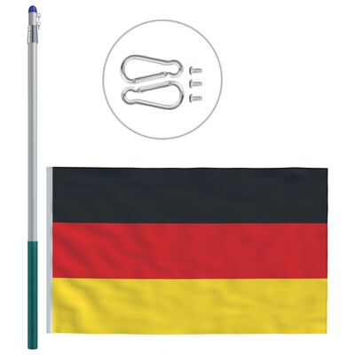 vidaXL Saksan lippu ja tanko alumiini 6 m