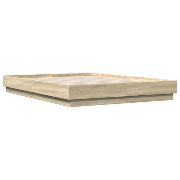 vidaXL S&auml;ngynrunko LED-valoilla Sonoma-tammi 160x200 cm