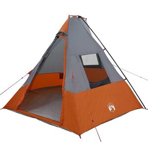 vidaXL Tipi-teltta 6 hengelle Vedenpit&auml;v&auml; Harmaa ja oranssi taffeta