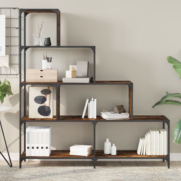 vidaXL Kirjahylly 4 tasoa savutammi 139x33,5x149 cm tekninen puu