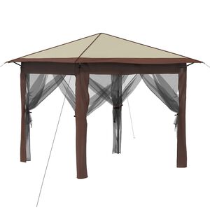 vidaXL Gazebo 4 Sivusein&auml;ll&auml; 2,6 x 2,6 m Kerma ja ruskea