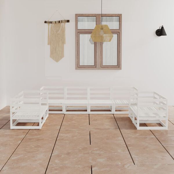 vidaXL 8-osainen Puutarhasohvasarja valkoinen täysi mänty