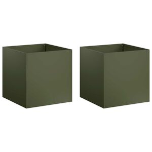 vidaXL Puutarha ruukku 2 kpl Oliivinvihre&auml; 25 x 25 x 25 cm