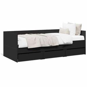 vidaXL Vuodesohva laatikoilla ei patjaa musta 75x190 cm