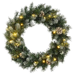 vidaXL Jouluseppele LED-valoilla vihre&auml; 60 cm PVC