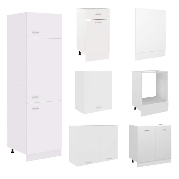 vidaXL 7-osainen keitti&ouml;n kaappisetti "Lyon" valkoinen tekninen puu