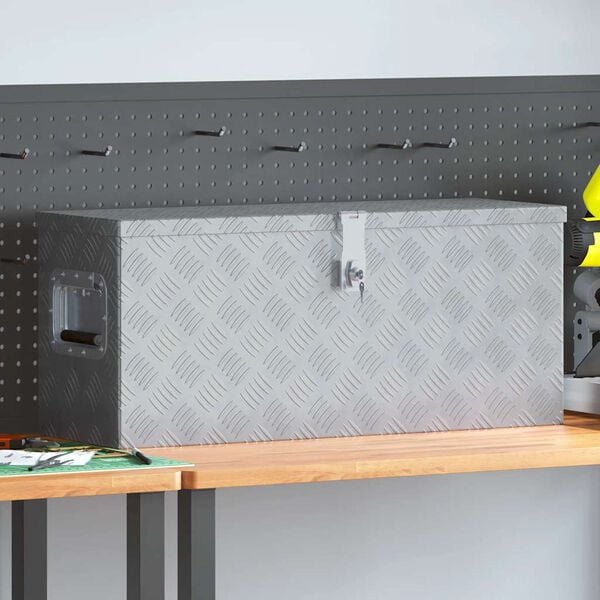 vidaXL Alumiinilaatikko 76,5x26,5x33 cm hopea