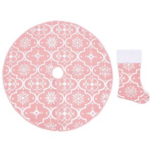 vidaXL Ylellinen joulukuusen jalustapeite sukalla pinkki 90 cm kangas