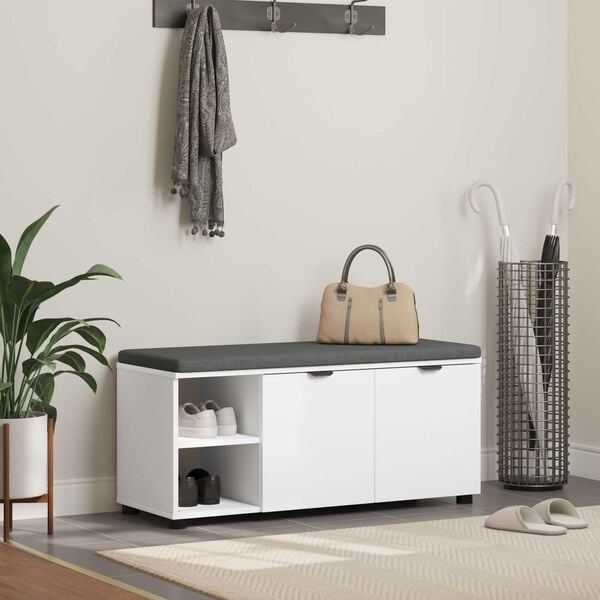 vidaXL Halli penkki Valkoinen 100 x 38 x 46 cm Insin&ouml;&ouml;ripuu ja kangas