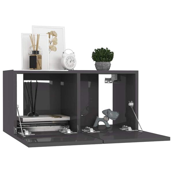 vidaXL 7-osainen TV-kaappisarja korkeakiilto harmaa lastulevy