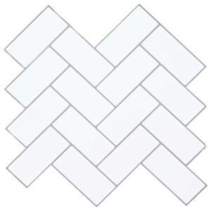 vidaXL Herringbone-laatta 10 kpl Valkoinen harmaa 30 x 30 cm
