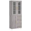 vidaXL Kaappi harmaa Sonoma 69,5x34x180 cm tekninen puu