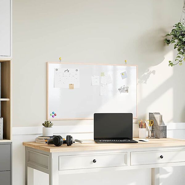 vidaXL Magneettinen valkotaulu t&auml;ysm&auml;ntypuisella kehyksell&auml; 100x55 cm