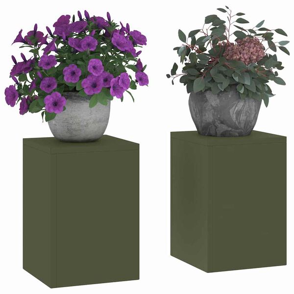 vidaXL Kasviteline 2 pcs Oliivinvihreä 24 x 24 x 35 cm Teräs