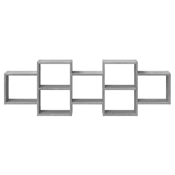 vidaXL Seinähylly harmaa Sonoma 129x18x42 cm tekninen puu