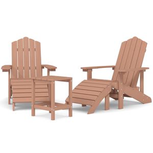 vidaXL Adirondack puutarhatuolit jalkatuilla ja p&ouml;yd&auml;ll&auml; HDPE ruskea