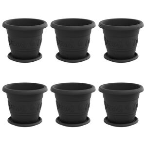 vidaXL Kasviruukut 6 kpl Musta &Oslash; 22 x 18 cm Muovi