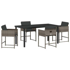 vidaXL Piharuokailu setti 5 pcs Harmaa polyrottinki