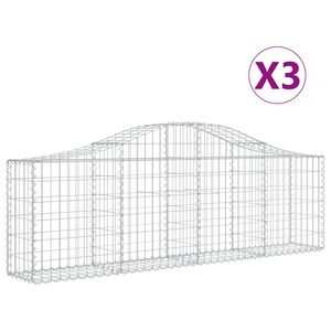 vidaXL Kaarevat kivikorit 3 kpl 200x30x60/80 cm galvanoitu rauta