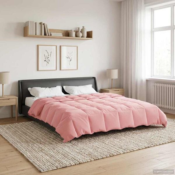 vidaXL Koko Vuoden Peitto Quiltottu Pinkki 200 x 220 cm Mikrokuitu