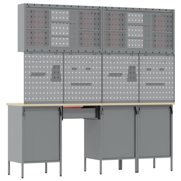 vidaXL Ty&ouml;p&ouml;yt&auml; laatikon kanssa 10 pcs Musta 200 x 55 x 200 cm Ter&auml;s