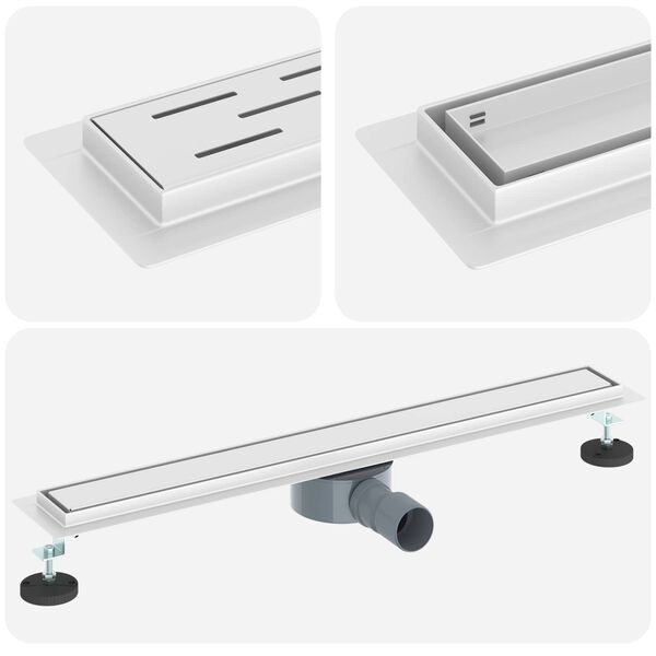 vidaXL Suihkuhuuhtelija 2-in-1 360&deg; poistoputkella Hopea 70 cm