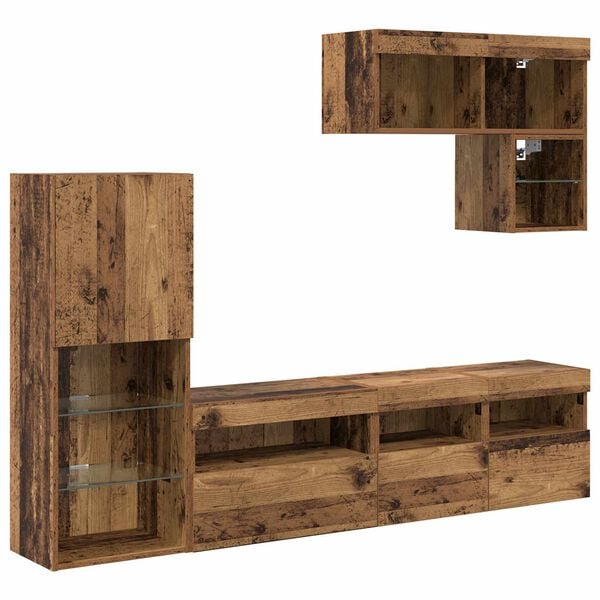 vidaXL TV-sein&auml;kkeet LED -nauhavalot 6 pcs Vanha puu Tekninen puu