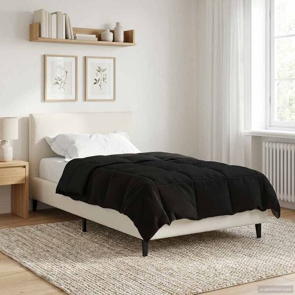 vidaXL Koko Vuoden Peitto Quiltottu Musta 135 x 220 cm Mikrokuitu