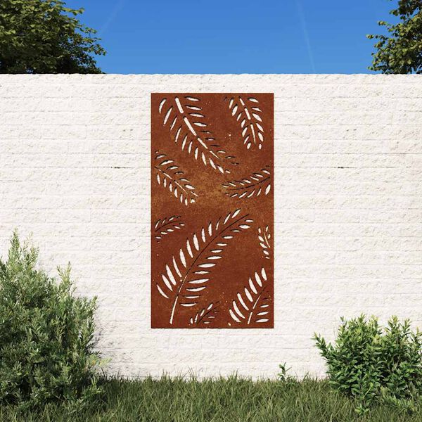 vidaXL Puutarhasein&auml;koriste 105x55 cm corten ter&auml;s lehtikuvio