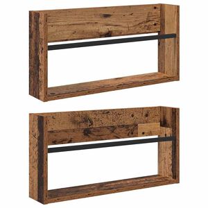 vidaXL Lehtiteline 2 pcs Vanha puu 60 x 12 x 30 cm Tekninen puu