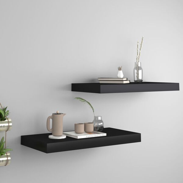 vidaXL Kelluvat seinähyllyt 2 kpl musta 50x23x3,8 cm MDF