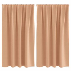 vidaXL Piment&auml;v&auml; verho renkailla 2 pcs Vaaleanruskea 140 x 140 cm