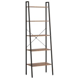 vidaXL 5-kerroksinen lattiahylly tummanruskea ja musta 56x35x174 cm