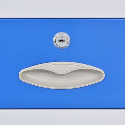 vidaXL Toimistokaappi 4 ovella metalli 90x40x180 cm harmaa ja sininen