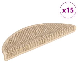vidaXL Porrasmatot 15 kpl 56x17x3 cm vaaleanbeige puolipy&ouml;re&auml;
