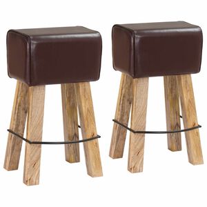 vidaXL Baarijakkara 2 kpl Tumma ruskea 44 x 33 x 74 cm Aitoa Nahkaa