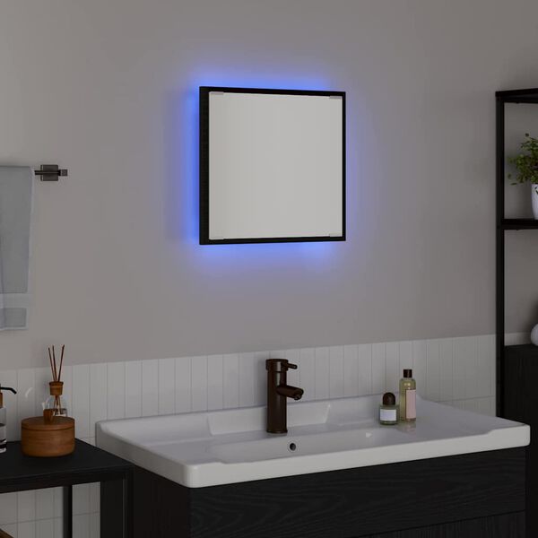 vidaXL LED kylpyhuonemirror Musta tammi 40 x 8.5 x 37 cm Tekninen puu