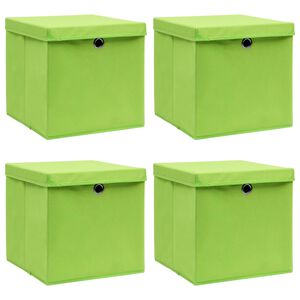 vidaXL S&auml;ilytyslaatikot kansilla 4 kpl vihre&auml; 32x32x32 cm kangas