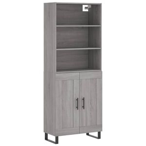 vidaXL Kaappi harmaa Sonoma 69,5x34x180 cm tekninen puu