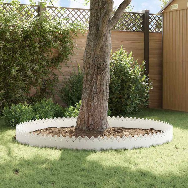 vidaXL Nurmikonreunukset 10 pcs Valkoinen 103 x 0,05 x 22 cm Teräs