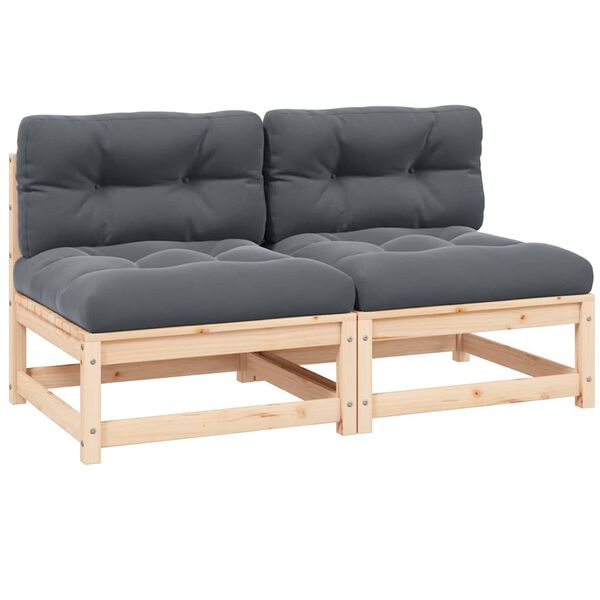 vidaXL Puutarhasohvan keskiosa tyynyillä 2 kpl täysi mänty