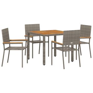 vidaXL Piharuokailu setti 5 kpl Harmaa polyrottinki