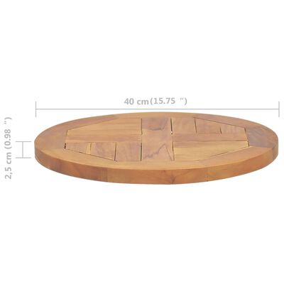 vidaXL Pöytälevy täysi tiikki pyöreä 2,5 cm 40 cm