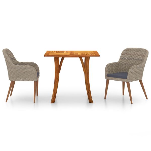 vidaXL 3-osainen Ulkoruokailuryhm&auml; ruskea