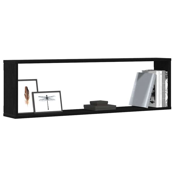 vidaXL sein&auml;kuutiohyllyt 2 kpl musta tammi 100x15x30 cm tekninen puu