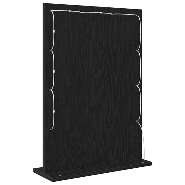 vidaXL Meikkipöydän peili LED -nauhavalot Musta tammi. 70 x 50 x 18 cm